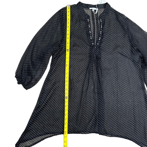 Lapogee Sheer Polka Dot V-Neck Blouse SZ 3X Black White Embellished Neckline NWT - Picture 5 of 8